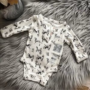 Carters Long Sleeve Dog Graphic Onesie Bodysuit